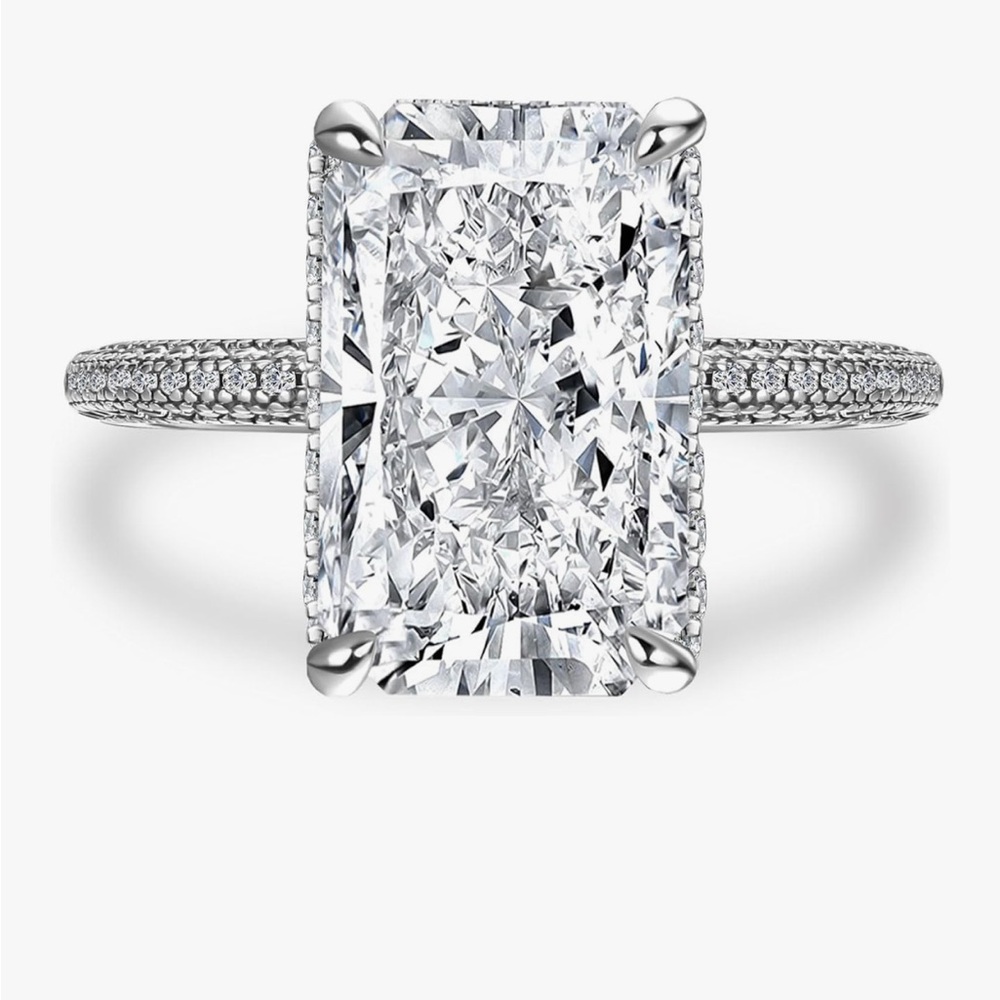 Maxine Jewelry 4.5 Radiant Cut Engagement Ring CZ S925 Silver Jewelry